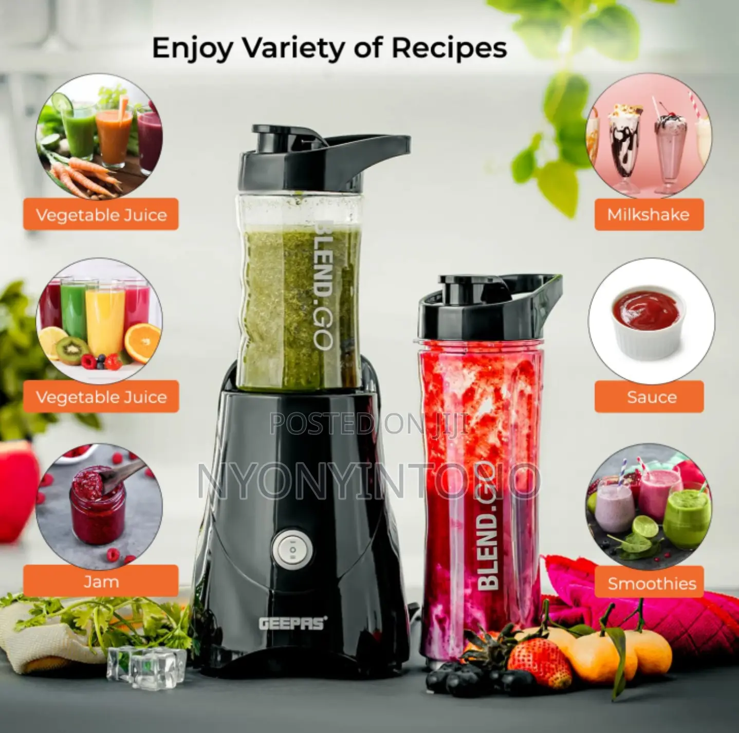 Geepas Smoothie Personal Blender With 2years Warranty