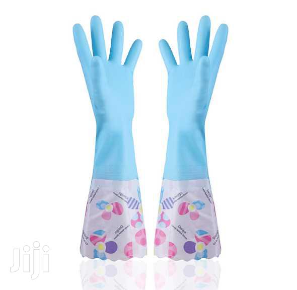 Long Reusable Rubber Latex Waterproof Dishwashing Pink Gloves Freesize