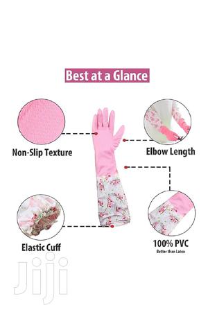 Long Reusable Rubber Latex Waterproof Dishwashing Pink Gloves Freesize
