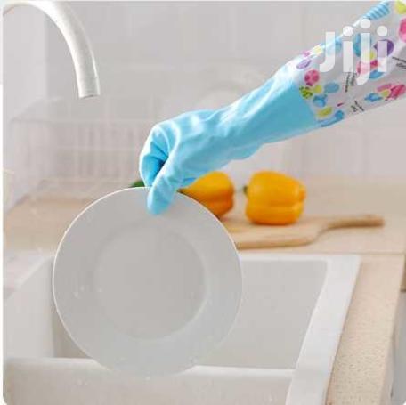 Long Reusable Rubber Latex Waterproof Dishwashing Pink Gloves Freesize