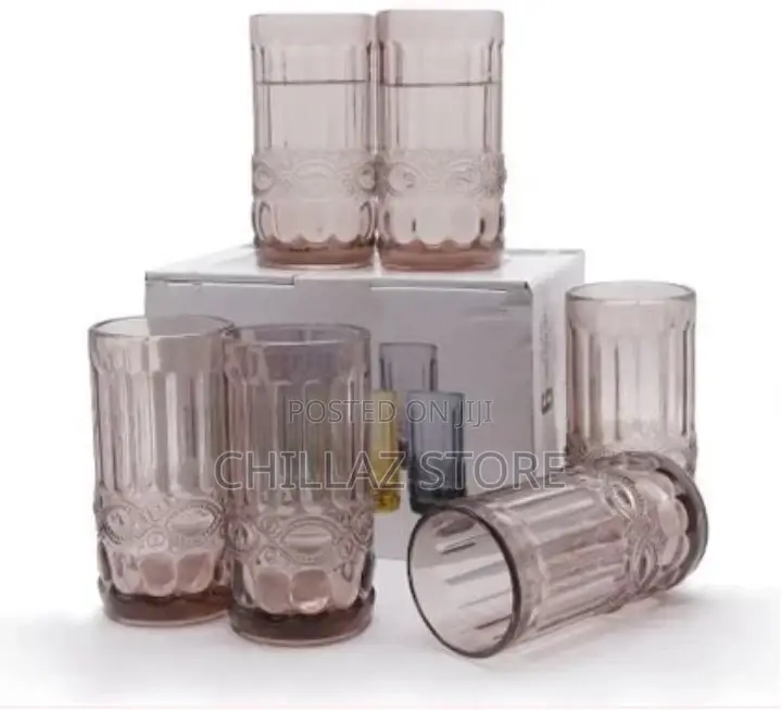 6 Pieces of Water Juice Glasses Cups Drinkware-
