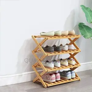 4 Tier Folding Bamboo Shoe Rack