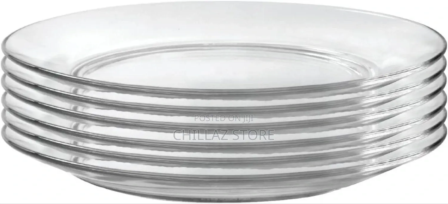 Clear Glass Round Dinner Plates, 6PCS