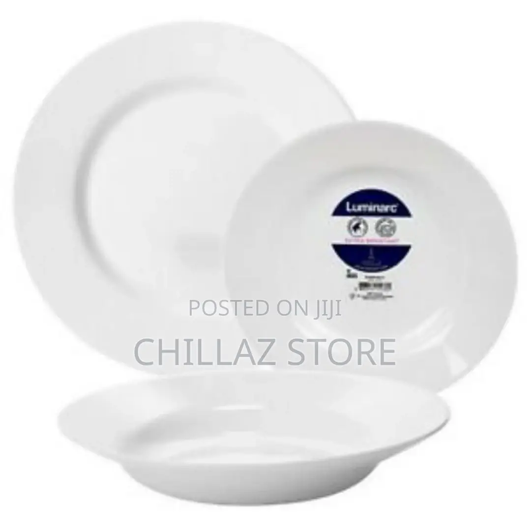 Luminarc 18 Piece Plates, Side Plates and Bowls Dinner Set,