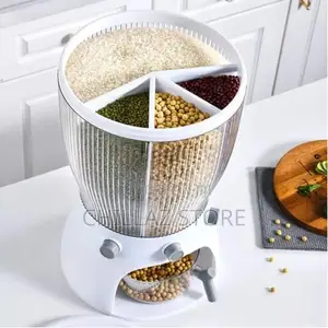 4 Grid Food Rice Bucket Storage Dispenser Box Organizer