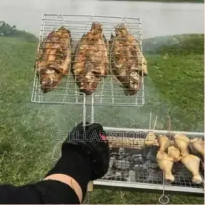 3 Section BBQ Barbeque Fish Charcoal Grill Net Basket