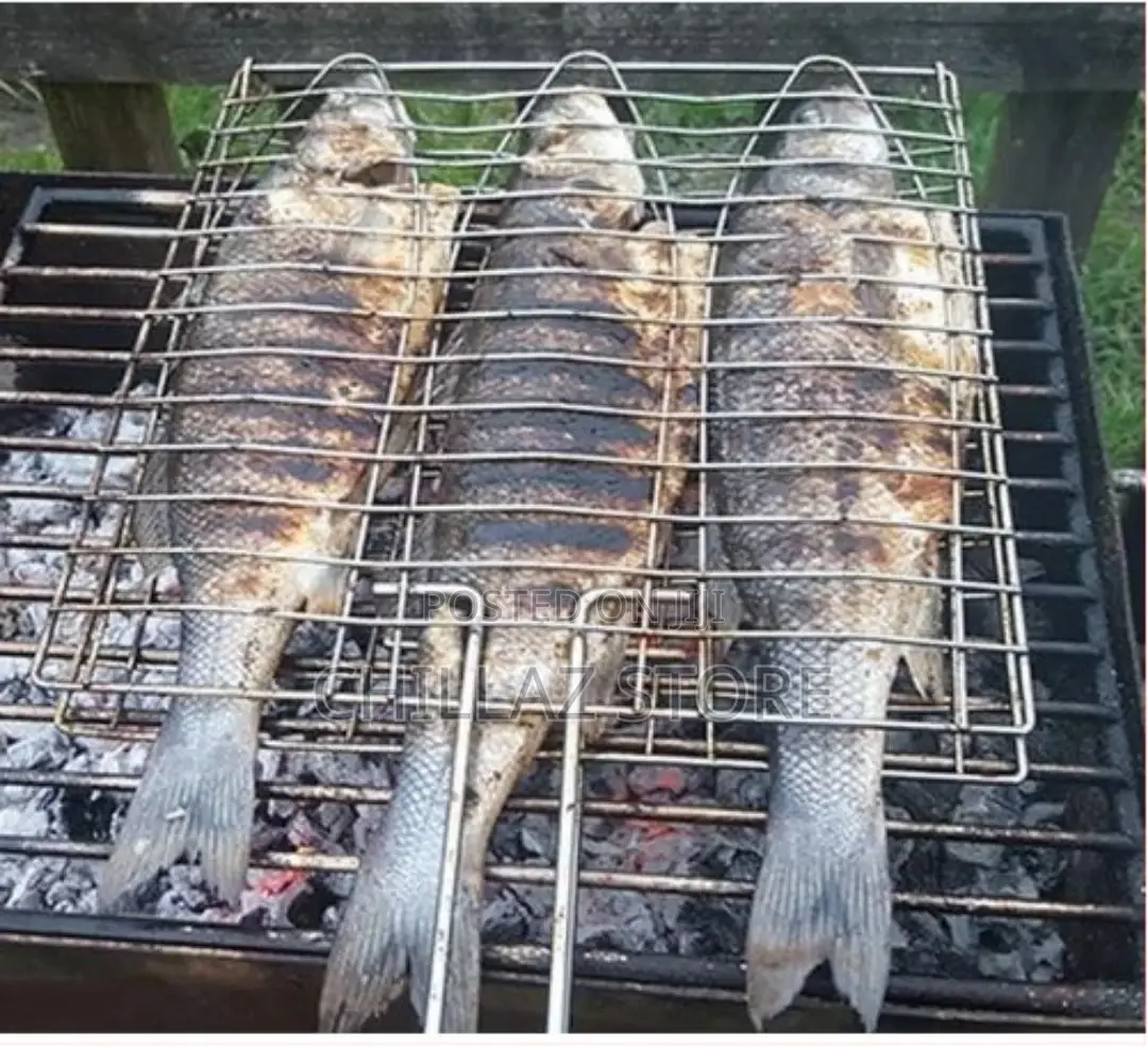 3 Section BBQ Barbeque Fish Charcoal Grill Net Basket