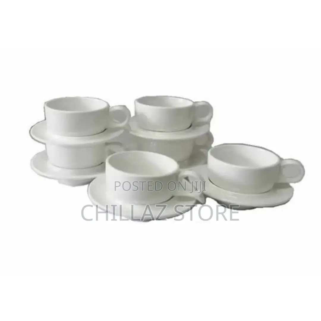 6 Pieces of Cappuccino Latte Coffee Cups and 6 Saucers