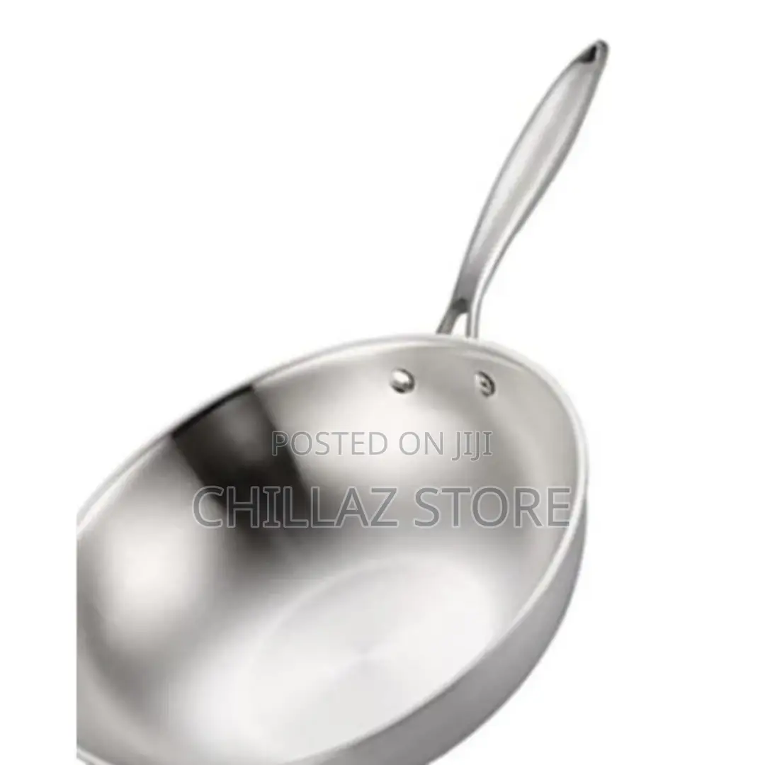 30cm Stainless Steel Wok Gas Cooker Frying Saucepan