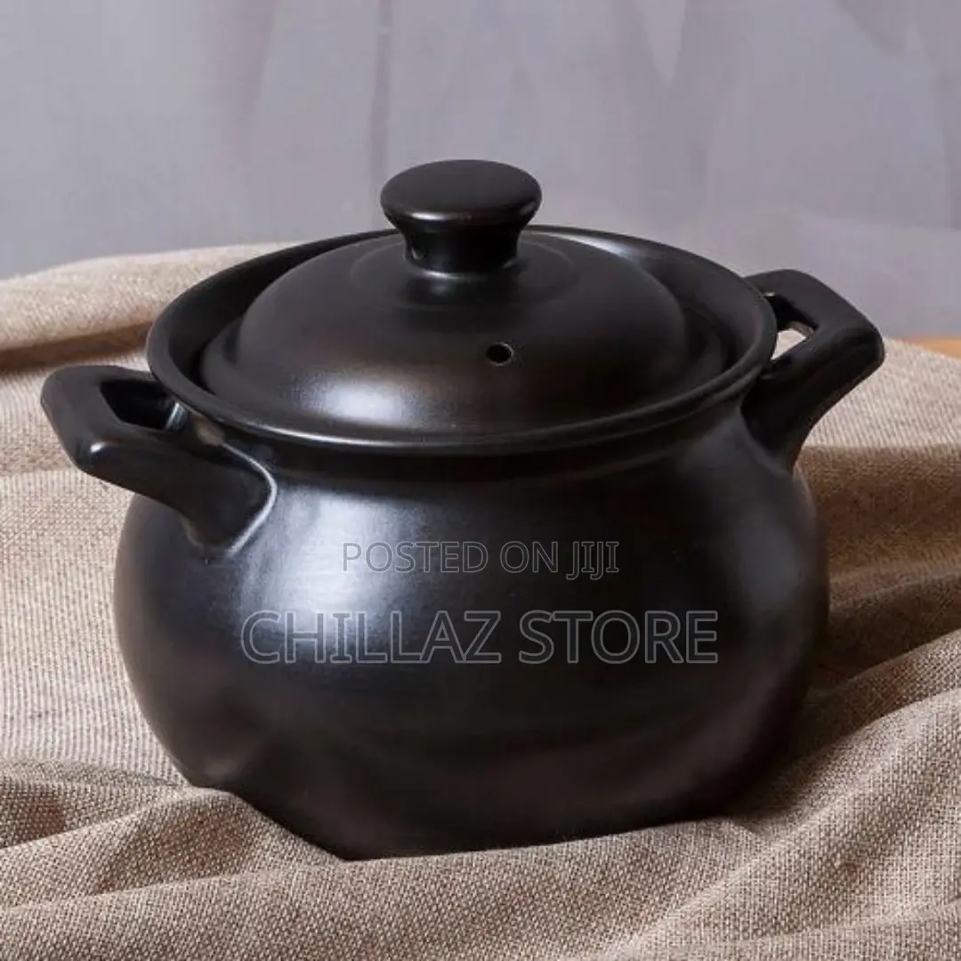 Casserole Clay Ceramic Earthen Stew Cooking Pot Pan -Black