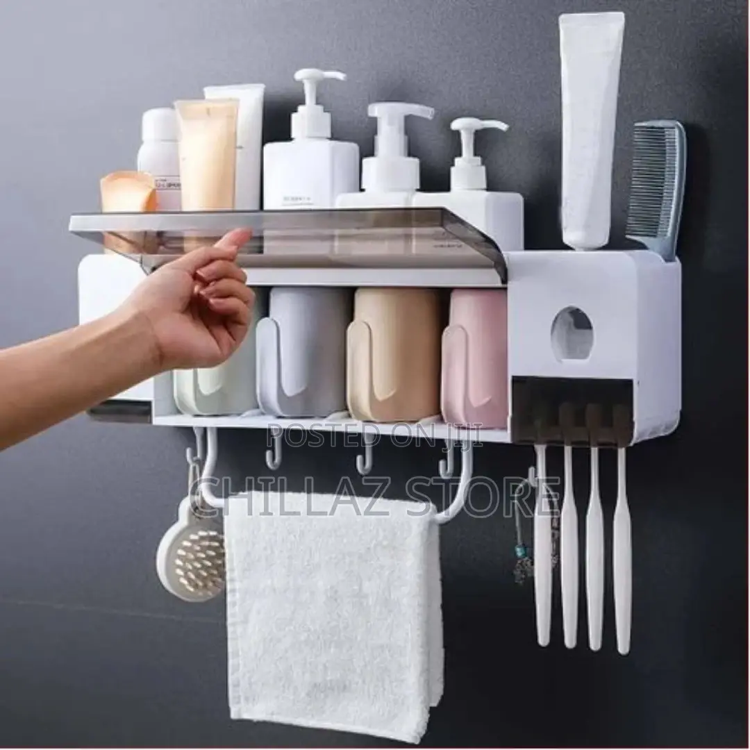 4 Cuptoothpaste Dispenser, Toothbrush Organizer,