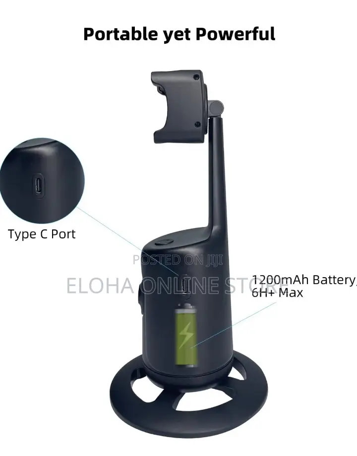 Rechargeable Auto Face Phone Holder Tripod
