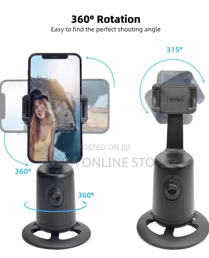 Rechargeable Auto Face Phone Holder Tripod
