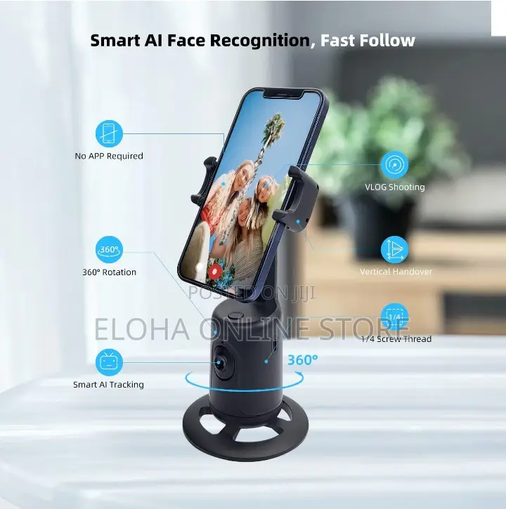 Rechargeable Auto Face Phone Holder Tripod