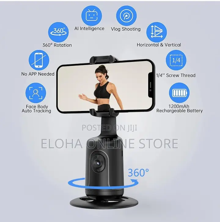 Rechargeable Auto Face Phone Holder Tripod