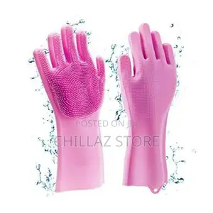 1 Pair of Bathroom and Kitchen Silicone Cleaning Hand Gloves