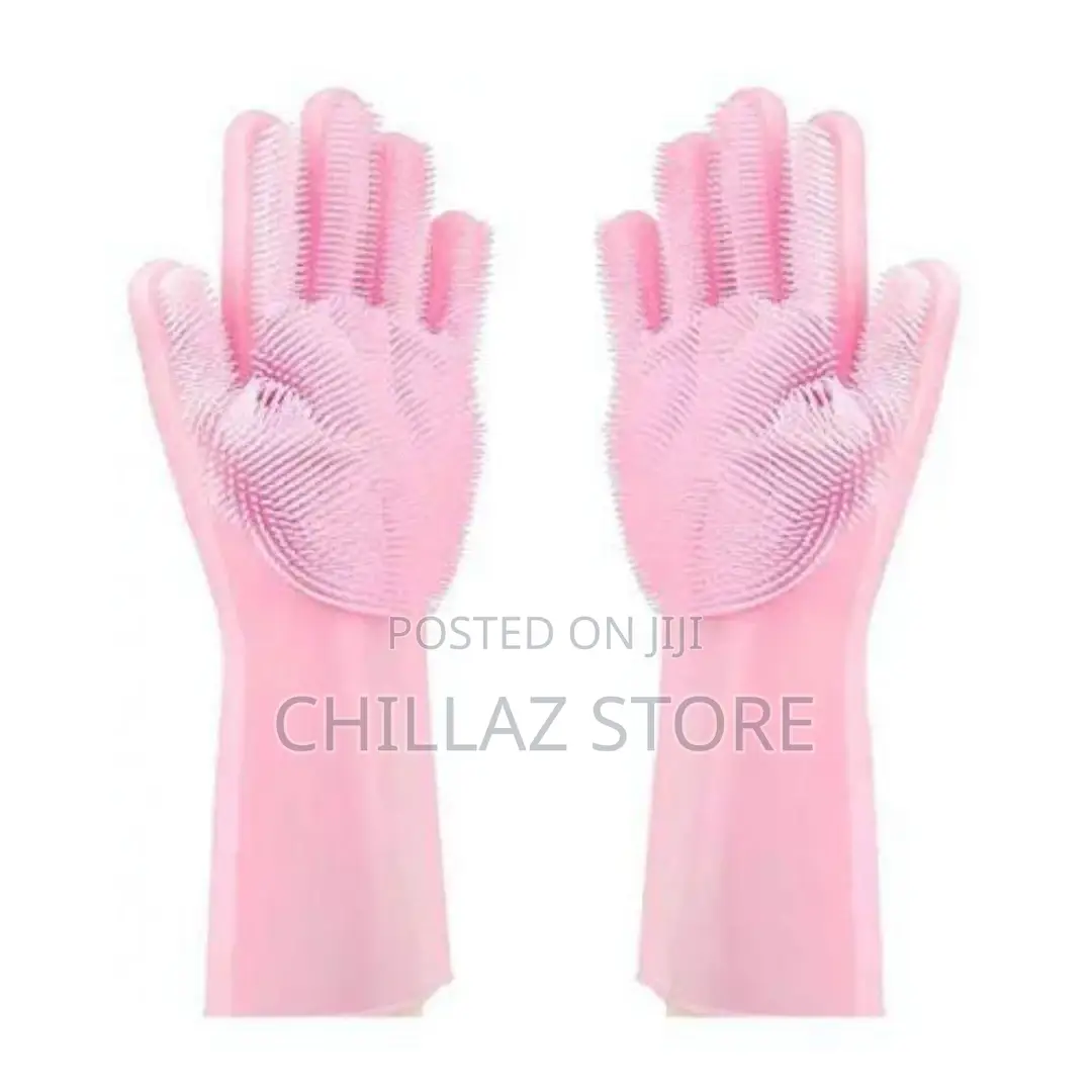 1 Pair of Bathroom and Kitchen Silicone Cleaning Hand Gloves