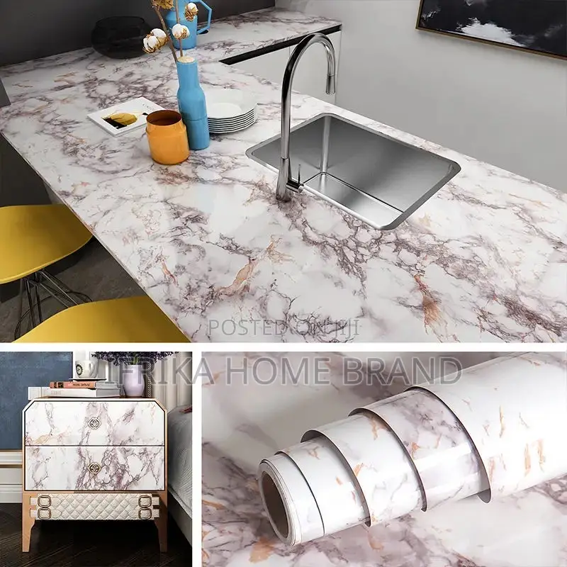 Marble Vinyl Film Self Adhesive Wallpaper Bathroom Kitchen