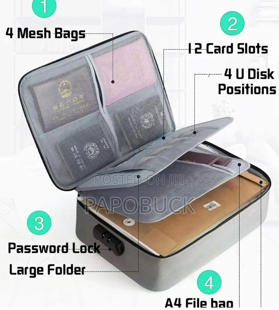 Fireproof Document Organizer Bag