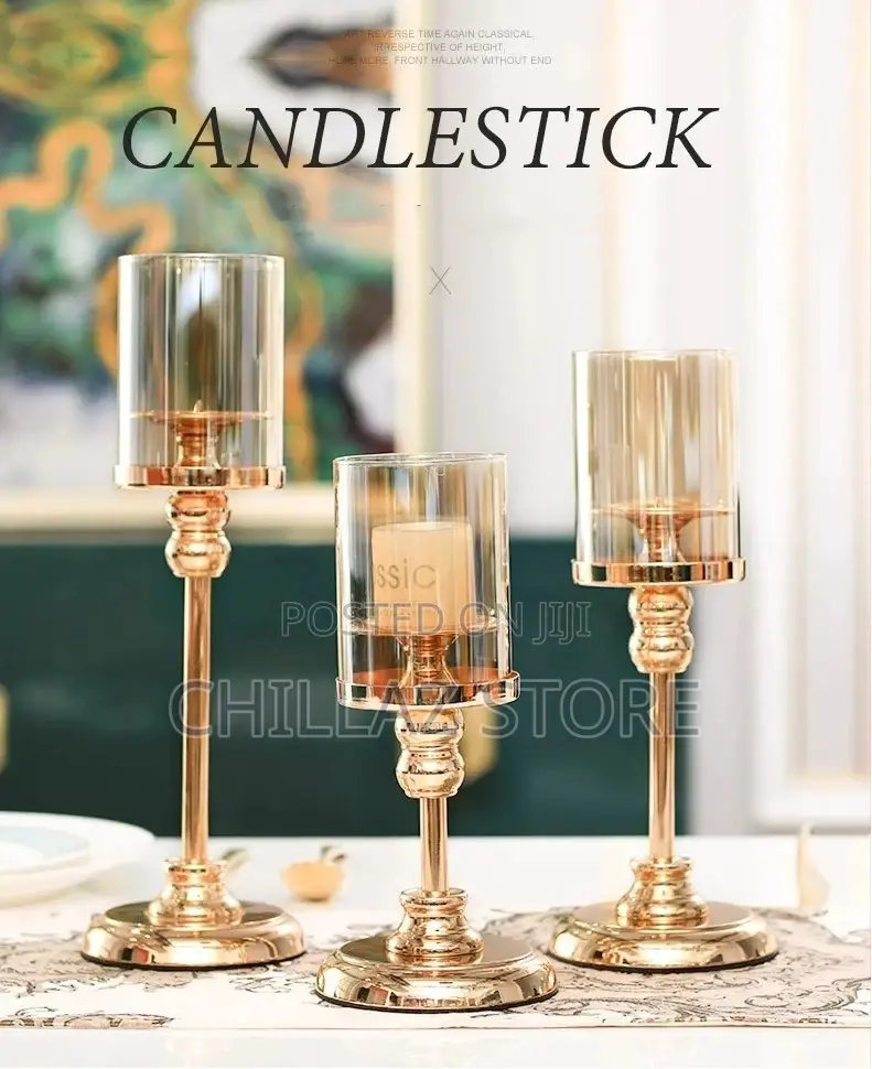 Nordic Wedding Gold Candlestick Ornaments Light Luxury