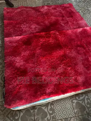 New Patched Muroon/ Red Fluffy Carpet