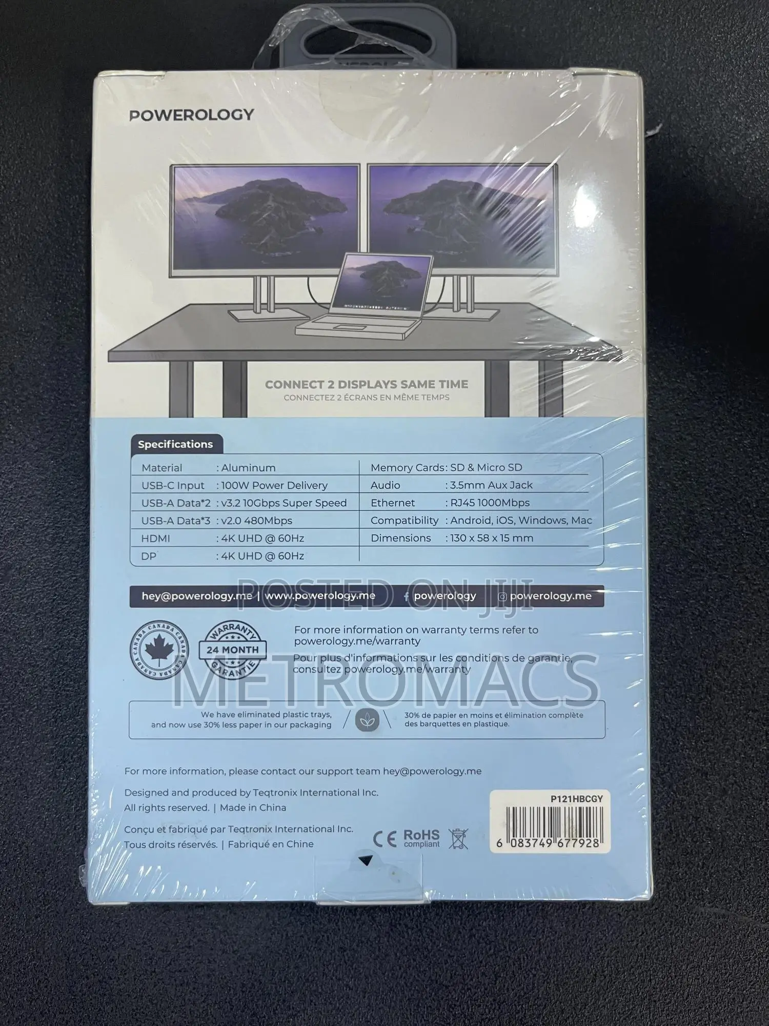 Powerology 12-in-1 HDMI-DP USB-C Hub