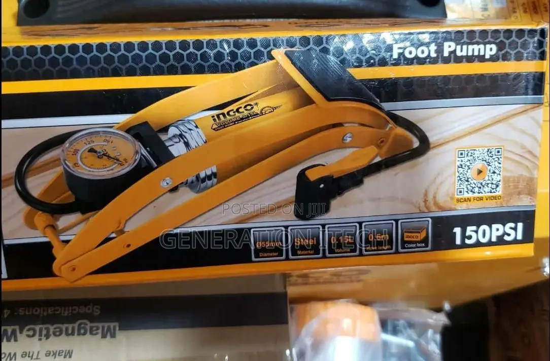 Ingco Car Tyre Foot Air Pump- Bicycle Inflator