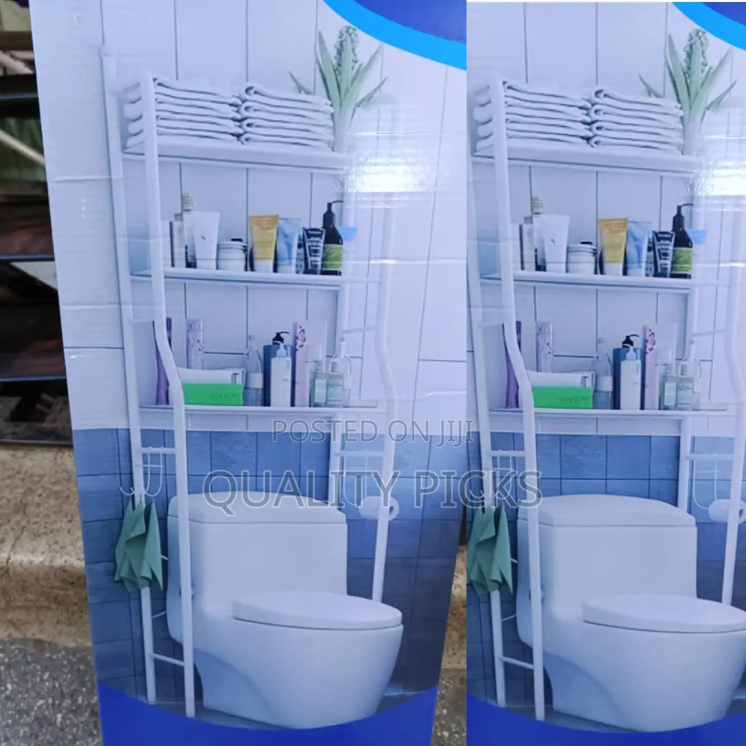 Metallic Bathroom Shelf Rack Organizer