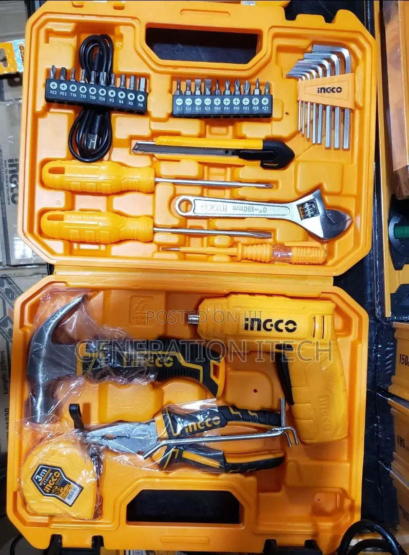 Ingco Tool Set With Drill - Hammer - Screw Drivers Etc
