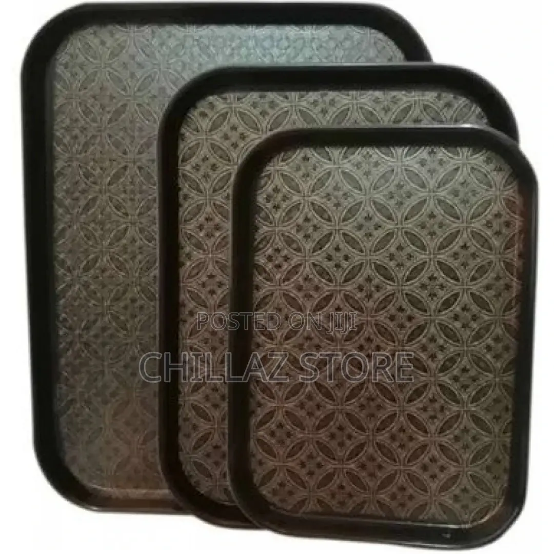 3 Pieces of Rubber Non-Slip Serving Trays Platters