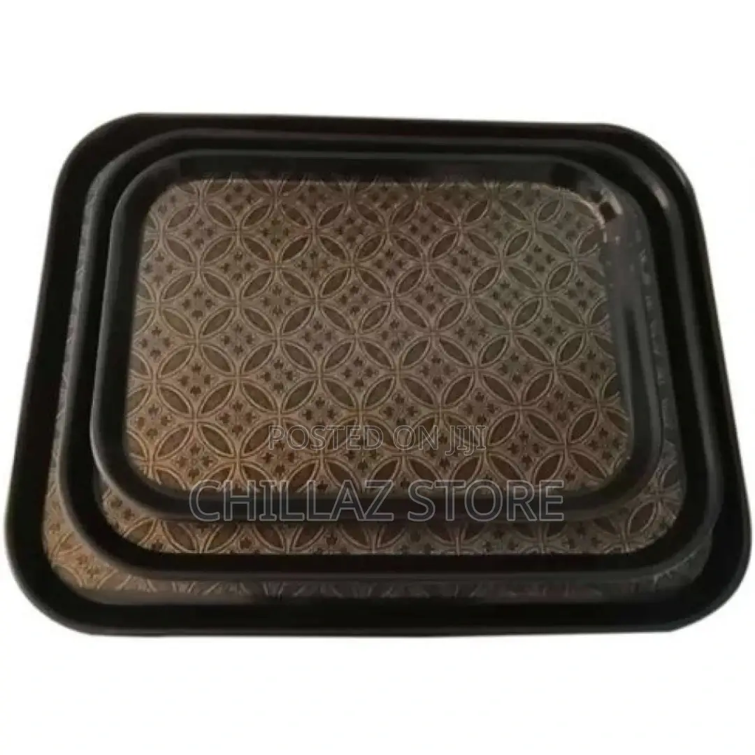 3 Pieces of Rubber Non-Slip Serving Trays Platters