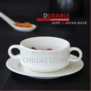 6 Pieces of Ceramic Soup Cup Bowls With 6 Saucers-