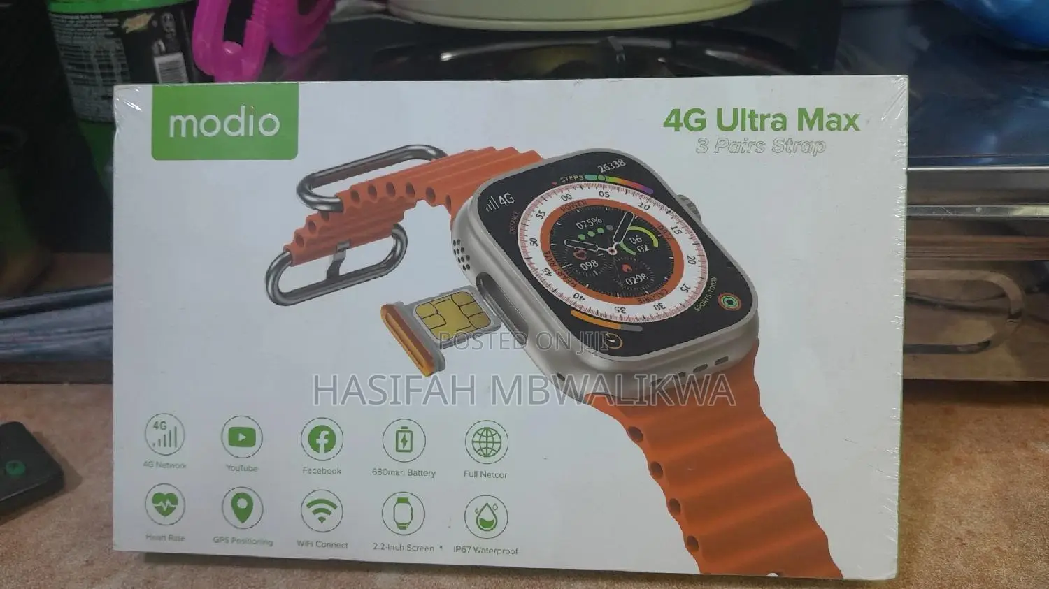 4G Ultra Max Smart Watch + 3 Pairs Of