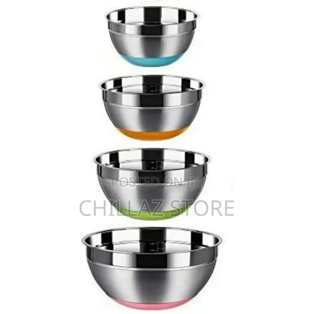 4pc Kitchen Steel Mixing Bowlsfor Baking Cookingsalad Fruits