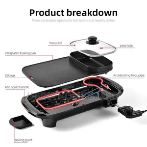 2 in 1 Multi-Function BBQ Pot Hot Pot Fryer Grill Pan