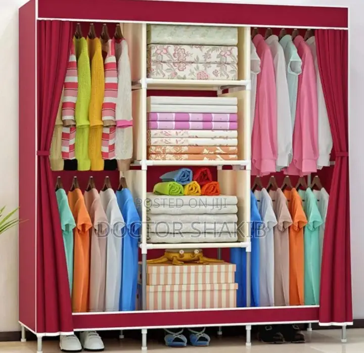 3 Column Portable Folding Wooden Wardrobe (New)