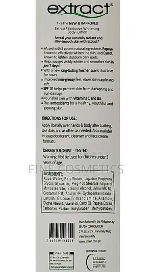 Extract Exclusiv Whitening Lotion 2in1 Papaya and Carrot Oil