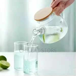 1000ml Glass Teapot Kettle With Whistle Infuser Bamboo Lid