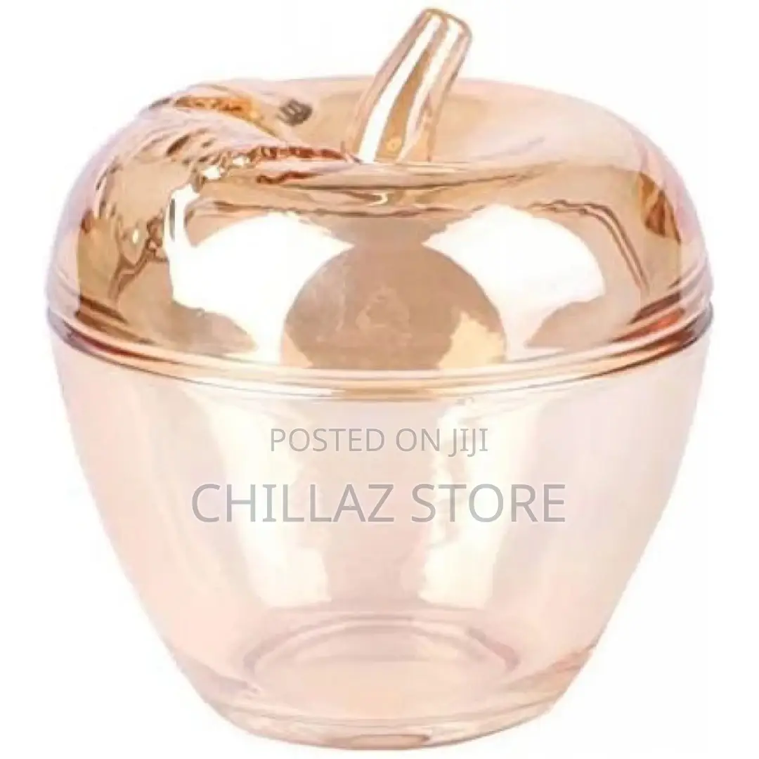 Solid Apple Sugar Glass Candy Jar Bowl Dish – Brown.