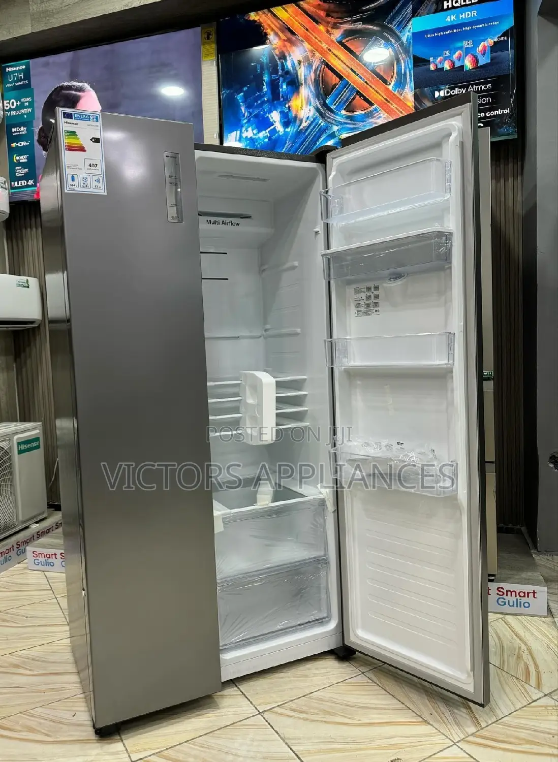 Hisense Side by Side Refrigerator 670liters Silver
