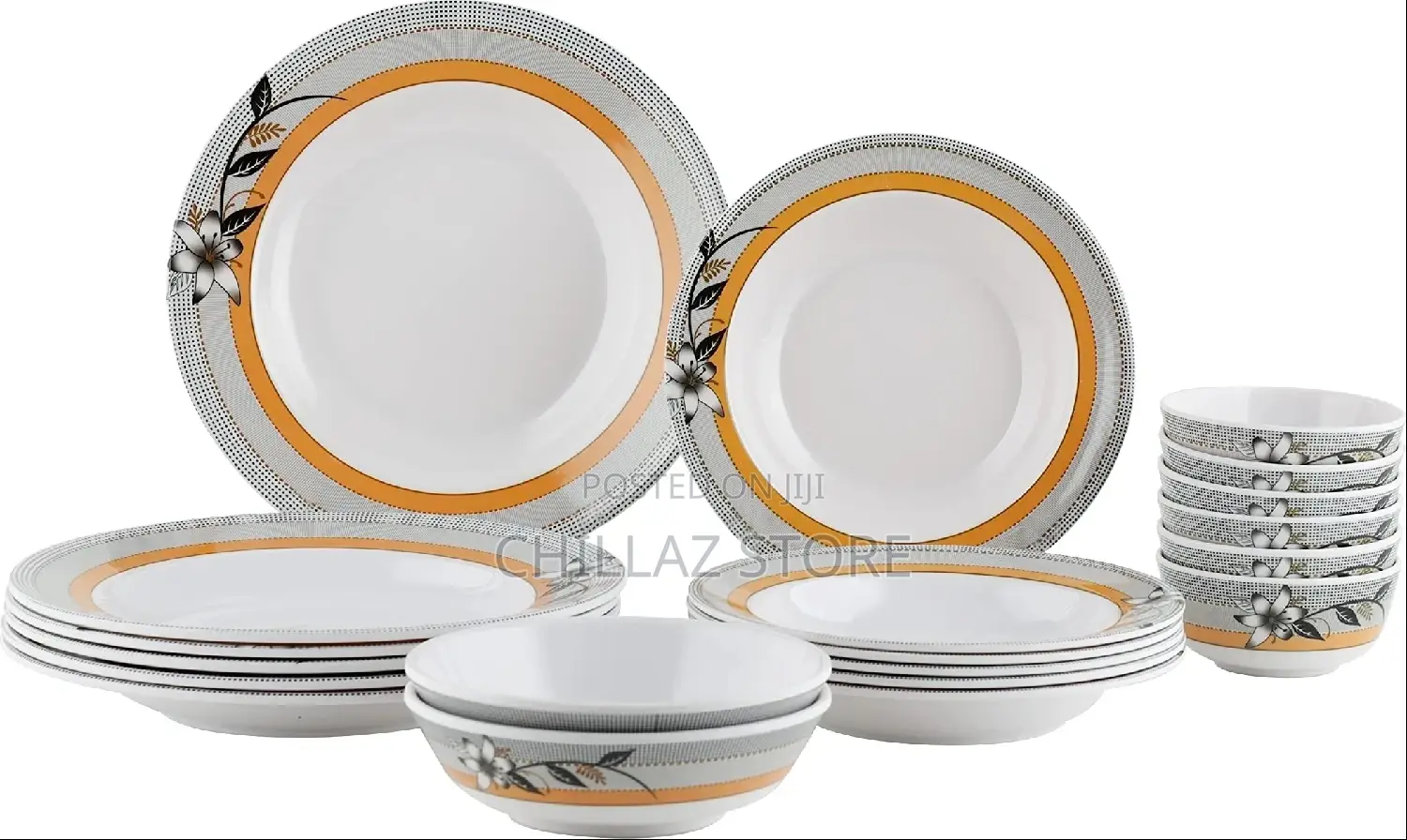 Royalford 20 PCS Melamine Ware Dinner Set, White