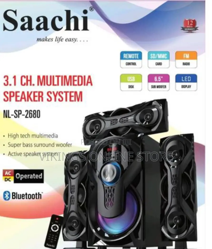 Saachi 3.1ch10000watts Ac/Dc Fm/Bt/Usb Sub Woofer System -