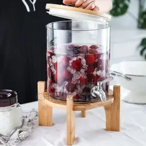 5 L Glass Drinks Dispenser Jar With Tap, Spigot, Lid