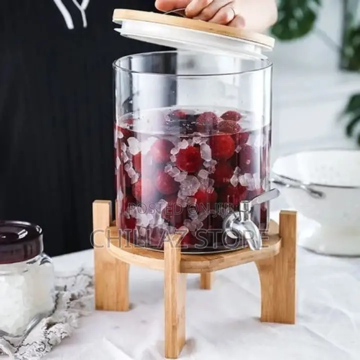 5 L Glass Drinks Dispenser Jar With Tap, Spigot, Lid