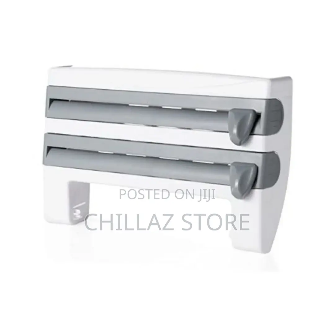 4 in 1 Cling Film, Paper Towel and Foil Storage Rack Cutter