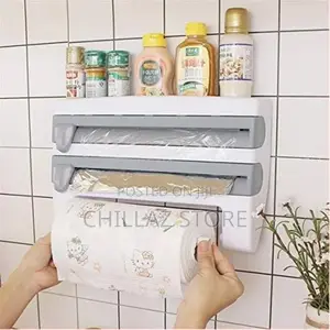 4 in 1 Cling Film, Paper Towel and Foil Storage Rack Cutter