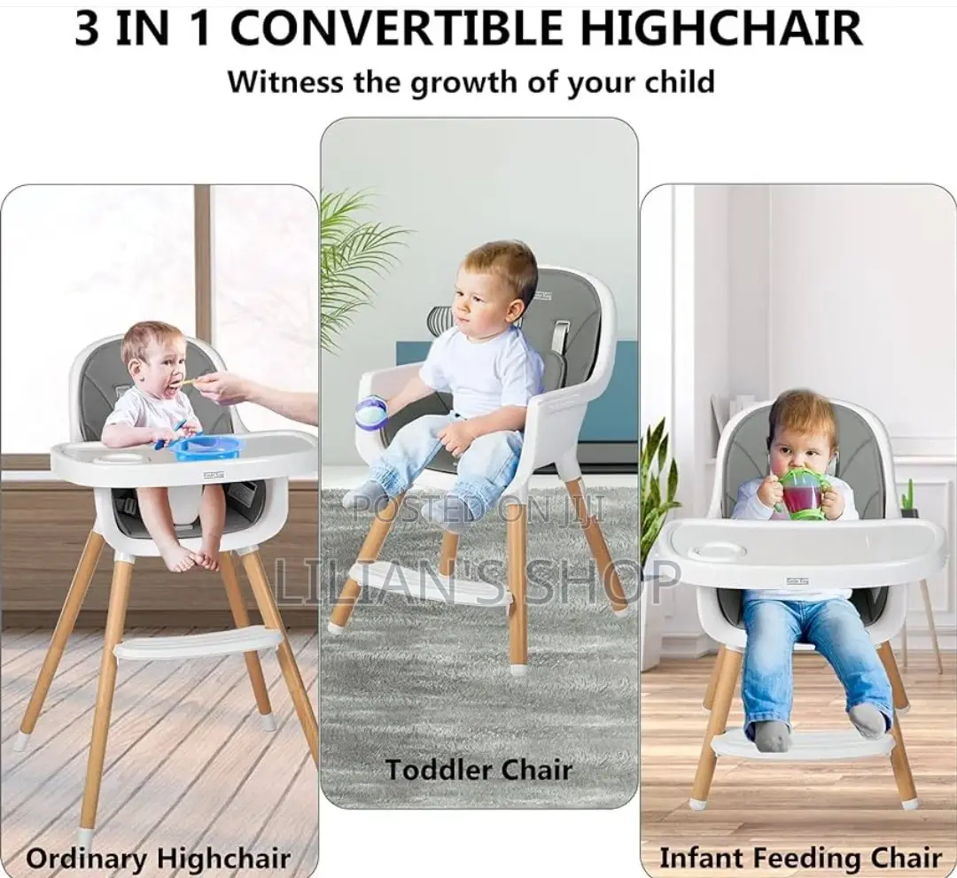 3 in 1convertible Wooden High Chair With Cushion