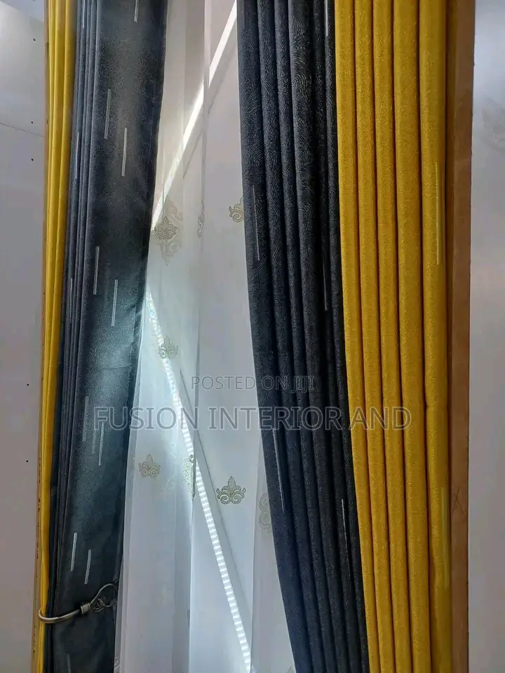 Strew Yellow and Grey Curtains