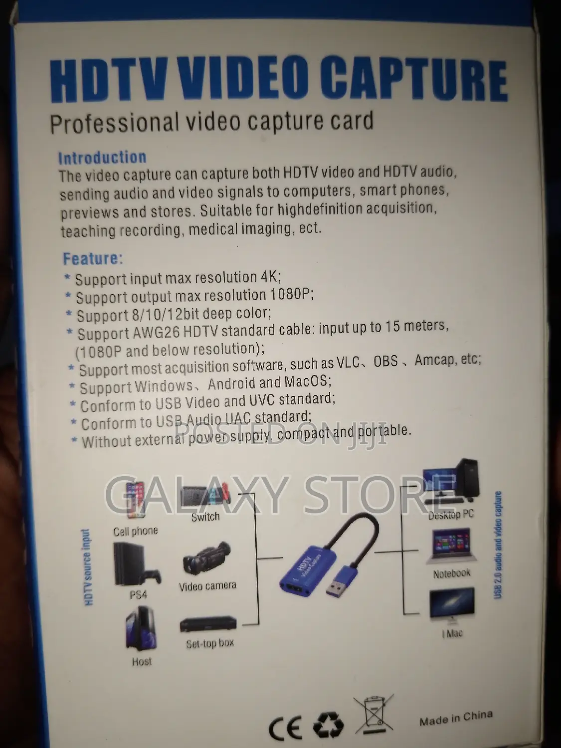 Video Capture Card Usb 3.0 to Hdmi for Live Streaming