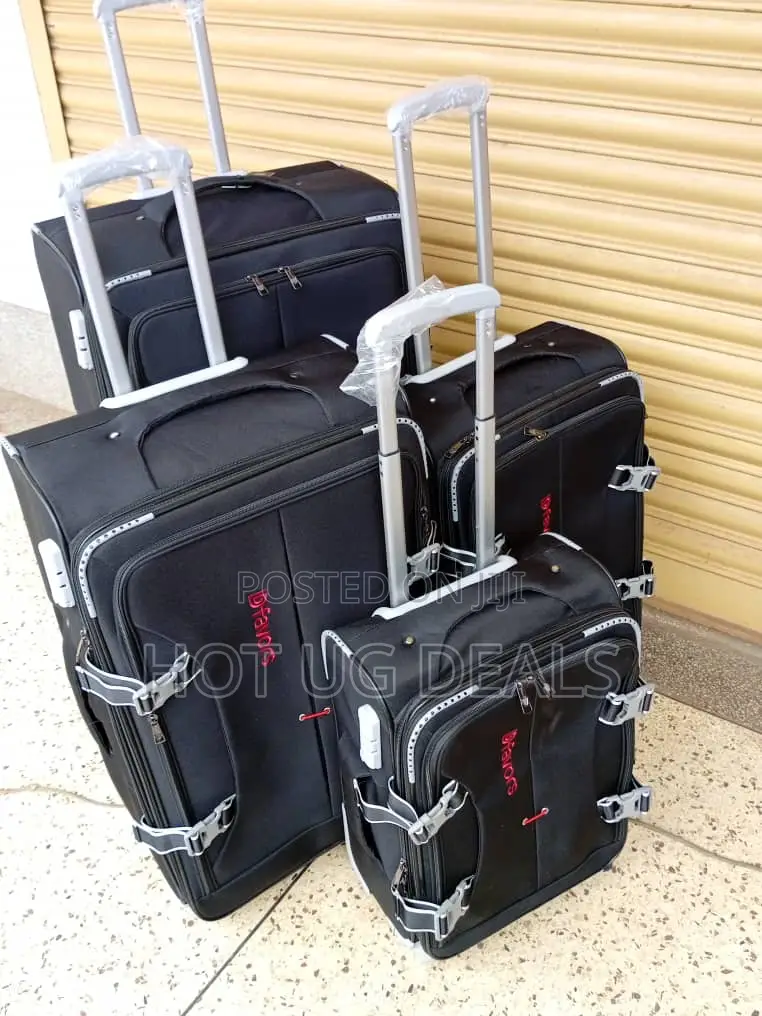 4pcs Strong Fabric Cloth Travel Suitcases Fashion Bag -Black